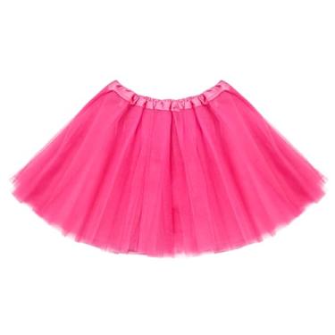 Imagem de Tutu para meninas pequenas, 3 camadas, saia tutu de tule para crianças de 4 a 14 anos, tutus, para dança, balé, fantasia, vestido de Halloween, Rosa choque, 4-14 Years