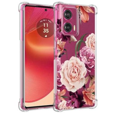 Imagem de Sidande Capa para Moto Edge 50 Fusion, Motorola Edge 50 Fusion Capa para meninas e mulheres, capa protetora de telefone fina de TPU flexível macio floral transparente para Motorola Edge 50 Fusion 5G
