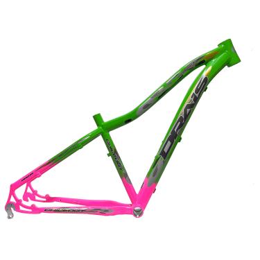 Imagem de Quadro De Bicicleta Aro 29 Drais Chillout Alumínio MTB Verde+Rosa Chiclete