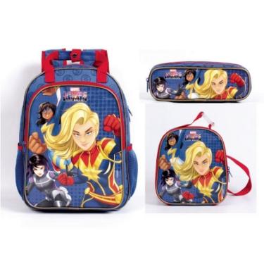 Imagem de Kit Mochila + Lancheira + Estojo Duplo Marvel Rising Secret Warriors DMW
