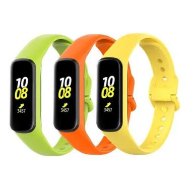 Imagem de 3 Pulseiras De Silicone Galaxy Fit 2 R220 - Verde limão / Laranja / Am