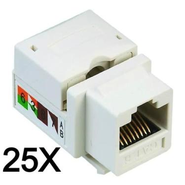 Imagem de 25x Conector Keystone Cat6 Fêmea Rj45 Tomada Gigabit - Paralelo