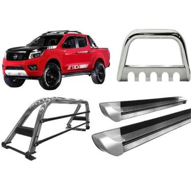 Imagem de Kit Quebra Mato Santo Antônio Duplo Estribo Frontier 17/20 Cromado - H