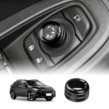 Imagem de KUNGKIC Para Subaru Crosstrek 2023 2024 2025 espelhos retrovisores interruptor botão anel capa acabamento liga de alumínio acessórios interiores (preto)