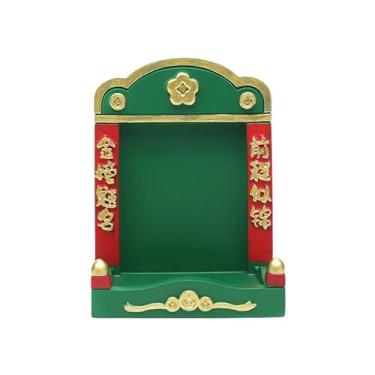 Imagem de Wswqop Mini Nicho Budista Mini Santuário Pequeno Buda Altar Ornamento Presente de Ano Novo Mesa Decoração Expositor, Verde, Tamanho real