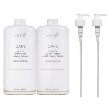 Imagem de Kit Keune Care Satin Oil Shampoo 1000ml e Condicionador 1000ml + Válvu