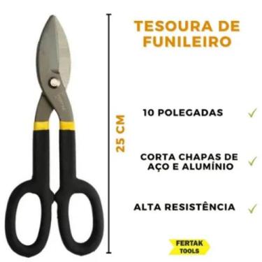 Imagem de Tesoura de Funileiro Corta Chapa profissional 25 cm 10 polegadas - Fer