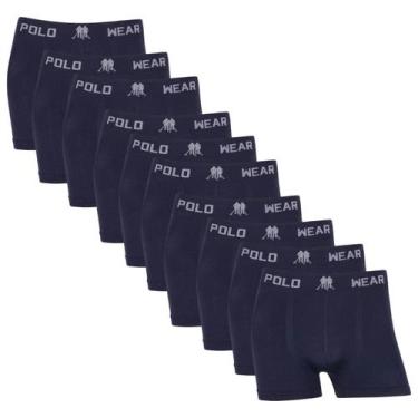 Imagem de Kit10 Cuecas Masculina Boxer Polo Wear Microfibra Sem Costura, Marinho