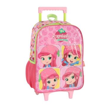 Imagem de Mochila De Rodinhas Carrinho Moranguinho Rosa/verde - Luxcel