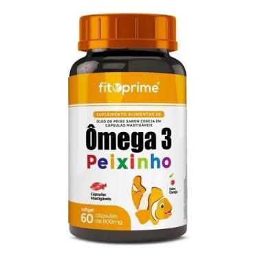 Imagem de Ômega 3 Infantil  Peixinho Sabor Cereja 60 cápsulas - FitoPrime