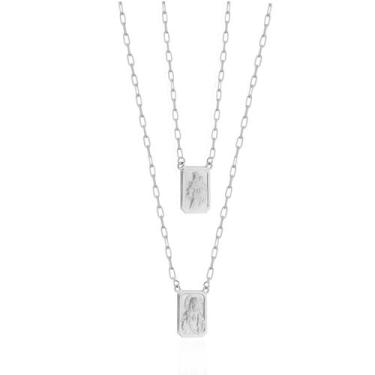 Imagem de Escapulário Em Ouro Branco 18k Cart er Unissex Dupla Face - PRADO JÓIA