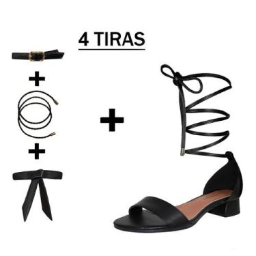 Imagem de Sandália Troca Tira Salto Baixo Grosso 3cm Luiza Sobreira Preta Mod. 2