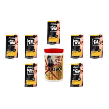 Imagem de Hene Em Gel Rena Preto Natural 07x180gr Pouch+Brilho Magico Agua Arroz