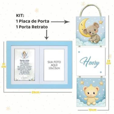 Imagem de Kit Infantil Bebê com Placa de Porta Maternidade e Porta Retrato com O