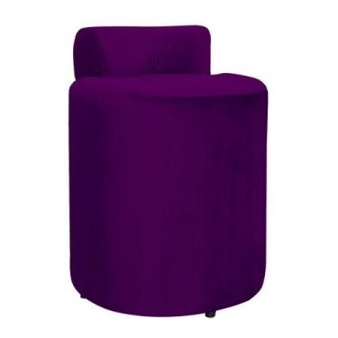 Imagem de Puff Redondo Athenas Luxo Veludo Cores - DS Estofados, Roxo
