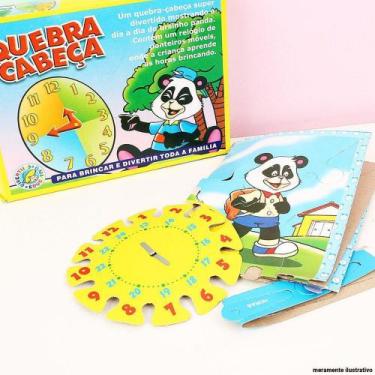 Imagem de Quebra Cabeça Relógio Aprendendo As Horas Infantil 16 Peças - FMSP