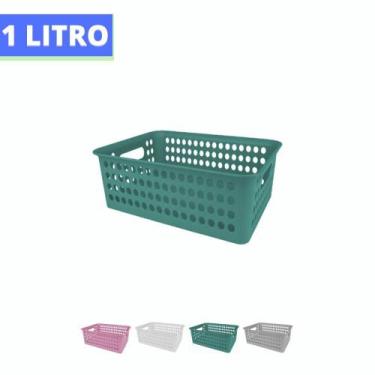 Imagem de Cesto Organizador Gaveta Armário Trama Rattan Multiuso 19x7 - Fermopla