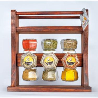 Imagem de Porta Temperos Giratório Torre com 12 Potes de Vidro com Temperos - La