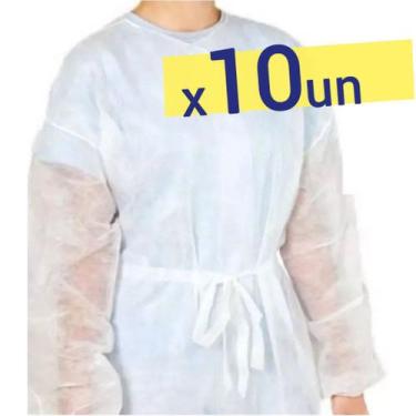 Imagem de 10 Avental Descartável Tnt Manga Longa Gramatura 20 Anvisa - Descarpac