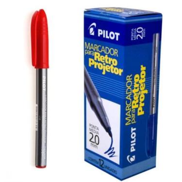 Imagem de Marcador Retroprojetor Pilot 2.0mm Vermelho - 12 Unidades