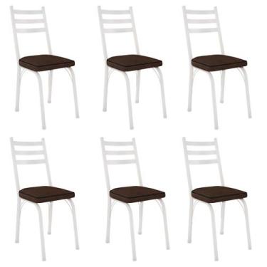 Imagem de Kit 6 Cadeiras para Cozinha Tubular D-13 Nara de Aço - Artefamol, Bran
