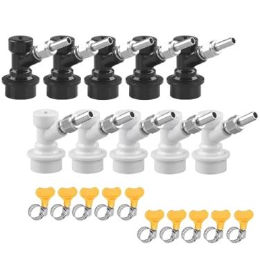 Imagem de PERA Cornelius Ball Lock Keg Disconnect Beer Keg Ball Lock Fittings Corny Keg Parts Fittings MFL Thread with 5/40.6 cm Gas e 1/10.2 cm Líquido Porcas Giratórias para Barril de Cerveja Homebrew Kegging