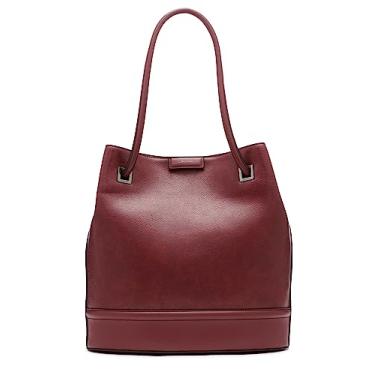 Imagem de Calvin Klein Bolsa feminina cinza – Norte/Sul, couro vegano, 2 bolsos, Deep Rouge, One Size