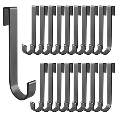 Imagem de 20 ganchos de parede J Grid, ganchos de grade para pia suspensa, ganchos de alumínio para varejo, exibição de fotos, exposições de arte, pinturas, lojas de conveniência (preto)