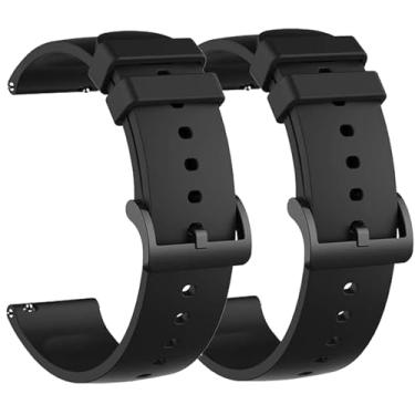 Imagem de LIANCGJUE Pacote com 2 pulseiras impermeáveis compatíveis com Amazfit Bip 3 Pro, pulseira de substituição de silicone macio para smartwatch Amazfit Active/Gts 4 Mini/Gtr Mini/Bip 3 (preto/preto)