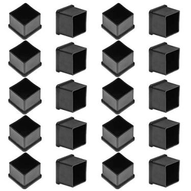Imagem de Bonsicoky – 20 peças de capas de perna de móveis de borracha quadrada de 3 cm, capas de perna de cadeira de vinil, protetores de piso, tampas de plástico para pés de pátio/interior (30 x 30 mm, preto)