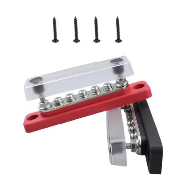 Imagem de KiBcsLic de Terminais Elétrico de Barra de Barramento de 5 Terminais Fácil de Instalar Barra de Barramento de Cobre Resistente 48V 100A, preto e vermelho, Tamanho real