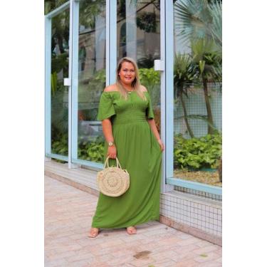 Imagem de Vestido longo plus size feminino lastex manga godê ajustável casamento