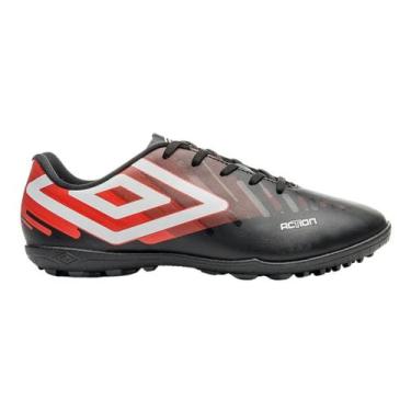 Imagem de Chuteira society umbro action u01fb00249, Preto verm branco, 41