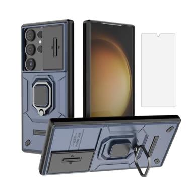 Imagem de Asuwish Capa de celular para Samsung Galaxy S24 Ultra 5G com capa deslizante para câmera de vidro temperado, suporte de anel, resistente, fina, célula protetora S24Ultra 24S S 24 24Ultra feminina