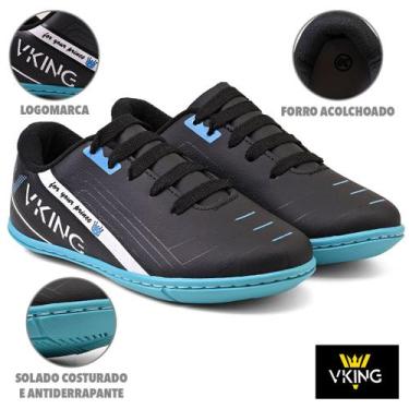 Imagem de Tênis Futsal Infantil Vking  Preto Azul do 26 ao 33, 32, Preto azul