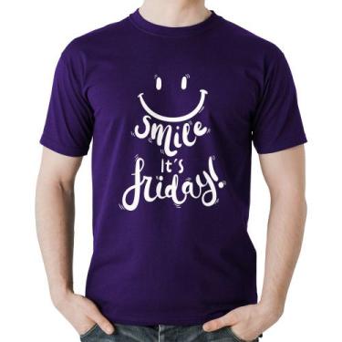 Imagem de Camiseta Algodão Smile, It's Friday! - Foca na Moda, Roxo, P