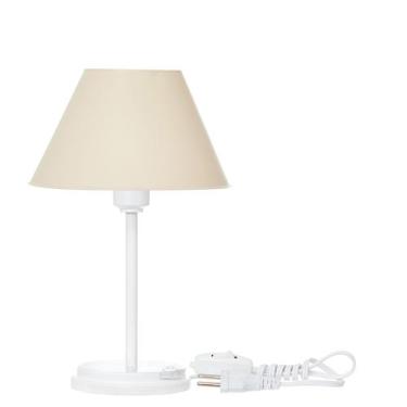 Imagem de Kit 2 Abajures Moderno Base Mdf Branca - megaplast, Bege
