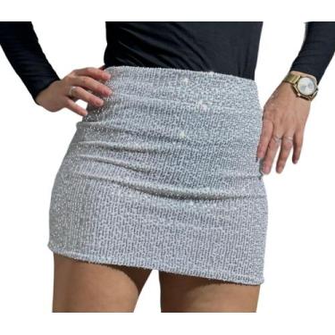 Imagem de Saia de paetê feminina moda balada - CNMODAS, Branco, Tamanho unico