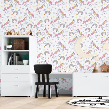 Imagem de Papel de Parede Adesivo Infantil Unicórnios N015065 0,58x3M - Adesivo 