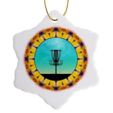 Imagem de 3dRose Cesta abstrata colorida Mandala Frisbee Disc Golf Design Floco de Neve, 7,6 cm