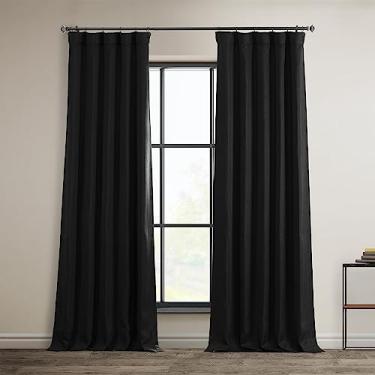 Imagem de HPD Half Price Drapes Cortina de escurecimento de quarto de linho sintético 127 x 213 cm, (1 painel) BOCH-LN21333-84, preto essencial