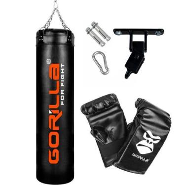 Imagem de Saco De Pancada 180 Cm + Luva + Suporte Teto - Gorilla, Preto