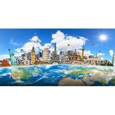 Imagem de Yeele 6 x 3 m de fundo ao redor do mundo para fotografia globo, viagem, famoso, cenário de férias em todo o mundo, pano de fundo para fotos de casamento, recém-casado, lua de mel, adereços de estúdio