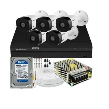 Imagem de Kit Cftv 5 Câmeras De Segurança Intelbras Multi Hd 720p E Dvr Mhdx 120