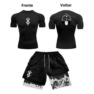 Imagem de Conjunto de Ginástica Masculino com Compressão 3D - Manga Curta e Shor