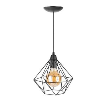 Imagem de Lustre Pendente Aramado Diamante Pirâmide Cobre/Preto - ngc