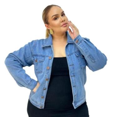 Imagem de Jaqueta Jeans Feminina Casaco Plus Size Modelo Curve G1 ao G4 - Karha 