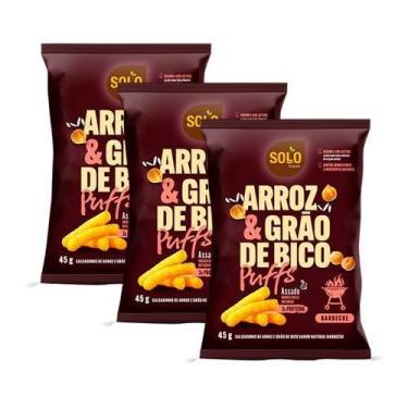 Imagem de Kit 3X: Snack Puffs Arroz E Grão Bico Barbecue Solo Snacks