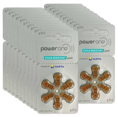 Imagem de 120 baterias de aparelho auditivo Powerone, tamanho 312, data de validade junho de 2027