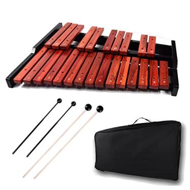 Imagem de TNZMART Xilofone de madeira com 25 notas, xilofone Glockenspiel, instrumento de percussão profissional com martelo (Xilofone)